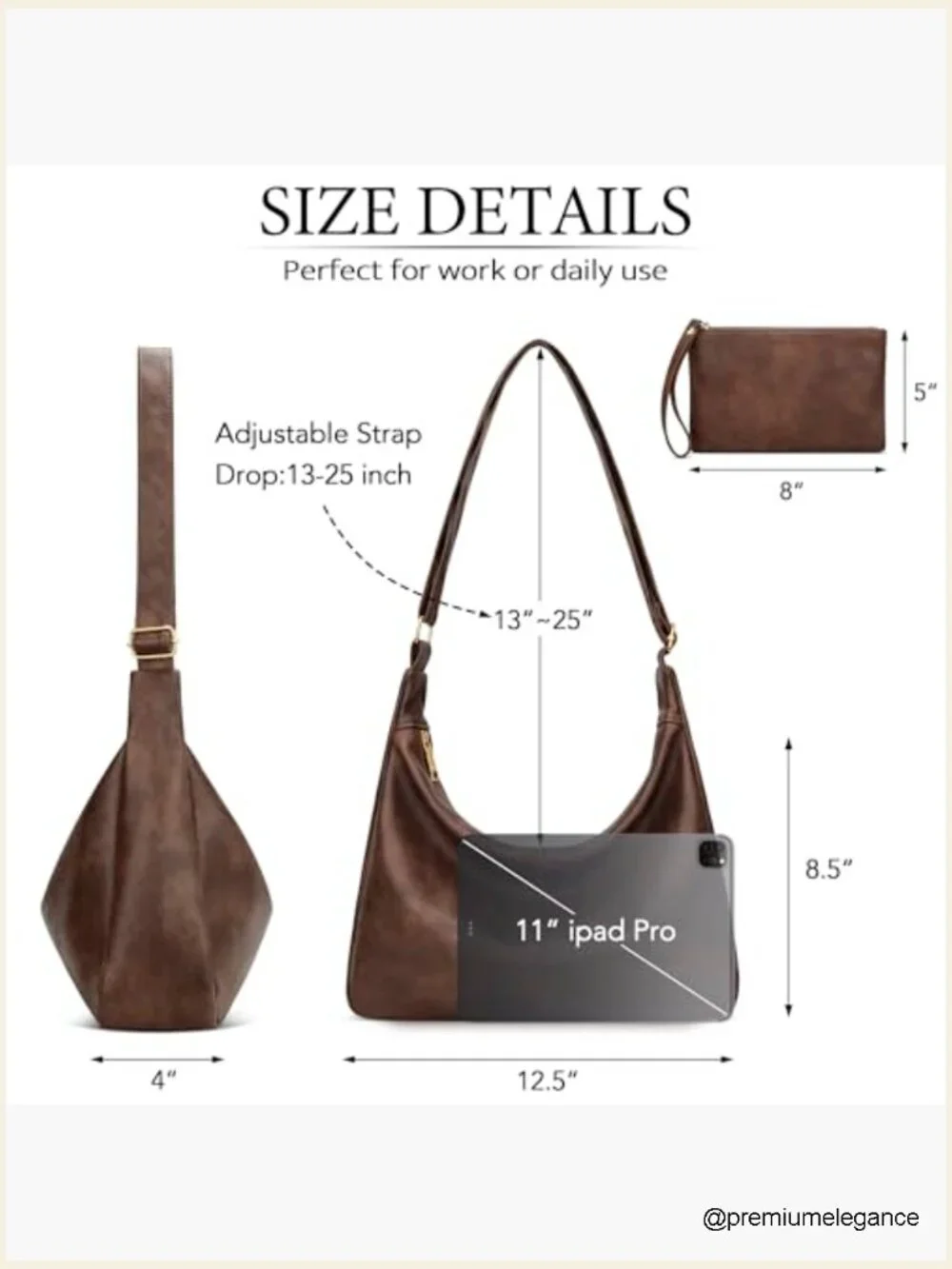 Ultra Soft Slouchy Hobo Bag Vegan Leather Shoulder Crossbody Tote Purse with